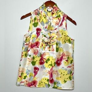J.Crew 100% Silk Sleeveless Floral Watercolor Tank Top Blouse Sz 2